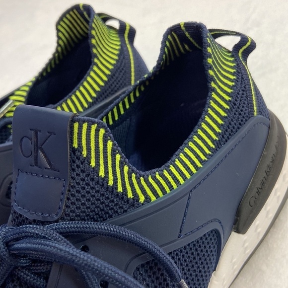 Calvin Klein Aleah Athletic Training Sneaker Navy/Neon Green Preowned Size 7M - Picture 9 of 16